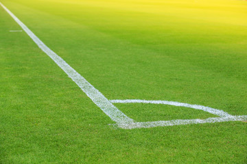 Obraz premium conner line on green grass of football field