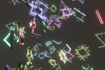 Geometric triangle or square. For graphic design or background. 3D render.