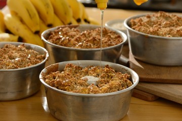 Bolo de banana, aveia e mel