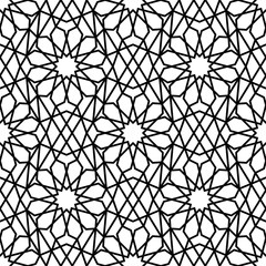 Fototapeta premium Islamic ornament seamless pattern. Authentic arabian style. Islam prints. Arabic motif. Traditional muslim symbol. Abstract east background. Arabesque girih ornate design. Moroccan mosaic tile. Vector