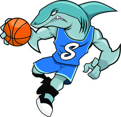 Basket Ball Mascot - Blue Shark