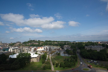 Fototapeta na wymiar View of Palace of Holyroodhouse from path to Arthur's Seat Edinburgh Scotland