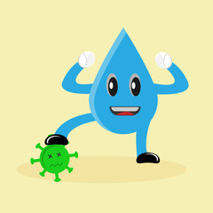 Hand sanitizer, and corona virus cartoon