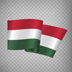 3D Realistic waving Flag of Hungary on transparent background.  National Flag Republic of  Hungary for your web site design, app, UI. Europe. EPS 10