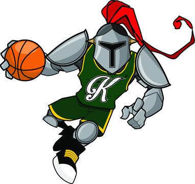 Basket Ball Mascot - Silver Knight