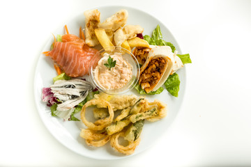 Italian seafood starter from above