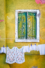 Colorful window, Burano island, Venice, italy