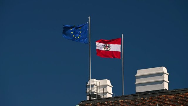 Flags of Austria and the European Union