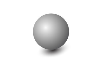 Blank metal sphere isolated on white background. Vector illustration of realistic 3d gray ball with shadow.