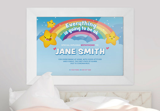 Colorful Coronavirus Kids Diploma Layout