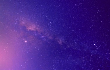 Panorama blue night sky milky way and star on dark background.Universe filled, nebula and galaxy...