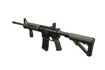 Modern automatic rifle isolated on white. Weapons for police, special forces and the army....