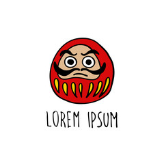 daruma doodle icon. Japanese traditional doll