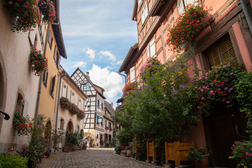Fototapeta na wymiar The town of Eguisheim in Alsace, France