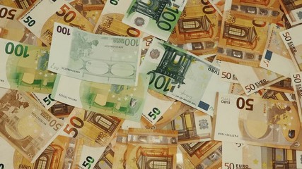 euro currency 50, 100 banknotes fallen and fly, cash money background, earning, salary, deposit or credit concept - Powered by Adobe
