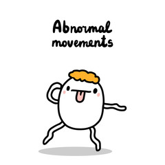 Abnormal movements symptom of schizophrenia man expressive in cartoon comic style hand drawn