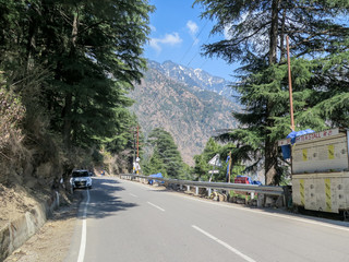Himalayas seen from a road in McLeod Ganj, India