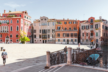 Old town of Venice. Campo Sant Anzolo square in Venice, Italy