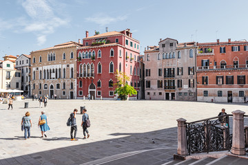 Fototapeta premium Old town of Venice. Campo Sant Anzolo square in Venice, Italy