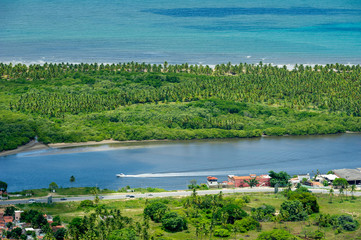 Paiva beach and ecological reserve, with emphasis on the highway route of the coconut trees, near...