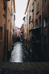 View of a water channel in Bologna