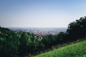 Fototapeta na wymiar View of the city of Bologna in northern Italy while hiking
