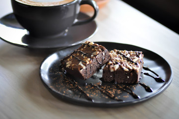 brownie, chocolate cake with almond