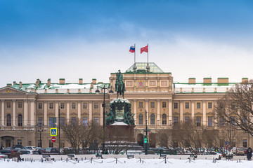 The front view of Mariinsky Palace, St Petersburg, Russia