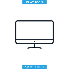 Desktop Monitor Icon Vector Design Template. Editable Stroke