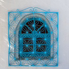 Window with decorative security bars in Morocco