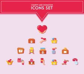 set of icons donation and charity