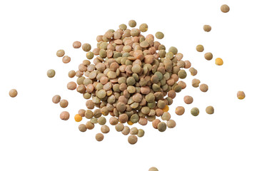 Lentils isolated on white background. Healthy eating concept.