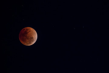 The moon that is covered by the shadow of the world is dark red