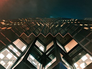 Low angle shot of a prodigious building in the night