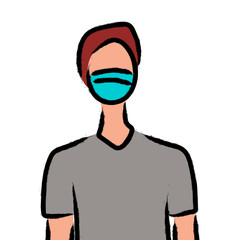 A man in a medical mask. Vector illustration. Icon for the site.