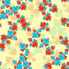 Fototapeta na wymiar Watercolor seamless flower pattern with color backgound