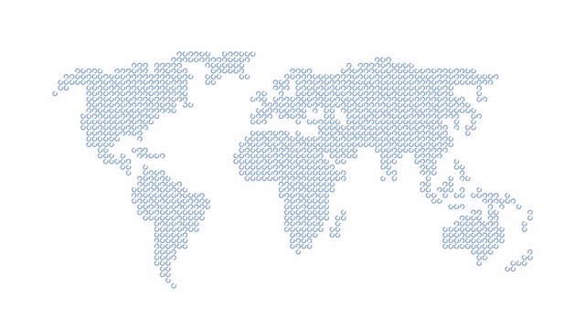 Blue world map formed by circles resizes corporate motion background