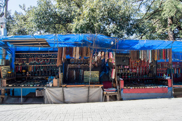 Artifacts for sale in a souvenir shop in McLeod Ganj, India