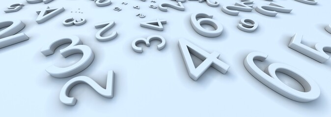 3d Rendering Numbers On White Background