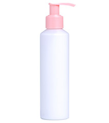 Bottle dispenser cream for hands on white background isolation