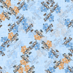 Watercolor seamless flower pattern with color backgound