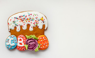 Easter gingerbread on a white background. close-up