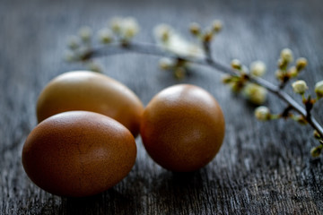 Fototapeta na wymiar Natural rural eggs.