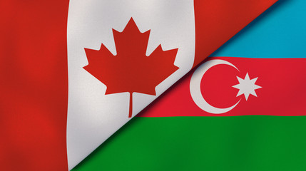 The flags of Canada and Azerbaijan. News, reportage, business background. 3d illustration