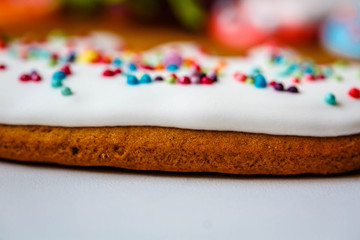 Easter gingerbread on a white background. close-up