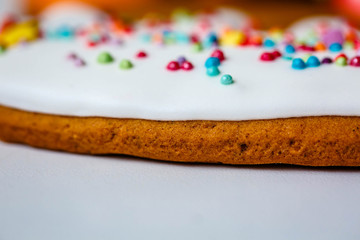 Easter gingerbread on a white background. close-up