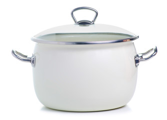 Pan with lid on white background isolation