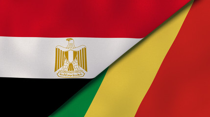 Fototapeta premium The flags of Egypt and Congo. News, reportage, business background. 3d illustration