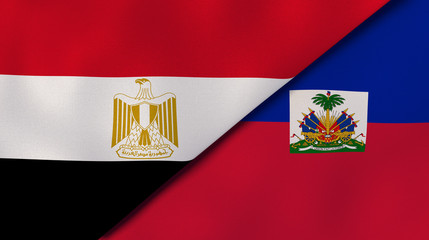 Obraz premium The flags of Egypt and Haiti. News, reportage, business background. 3d illustration
