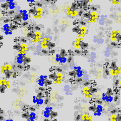 Watercolor seamless flower pattern with color backgound